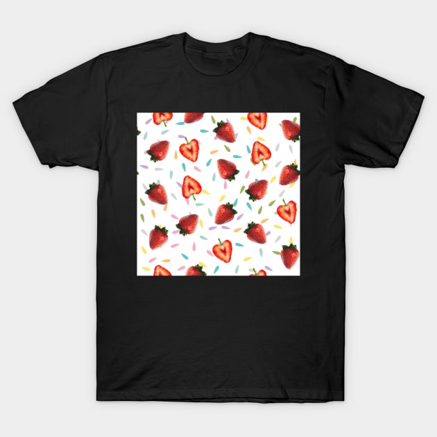 Strawberries white background T-Shirt by ArtInPi